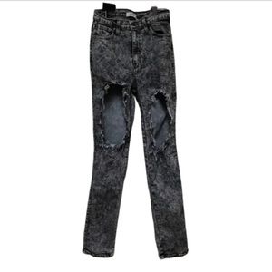 VIBRANT MIU HEAVILY DISTRESSED HIGH WAIST JEANS